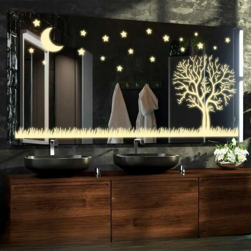 LED Dikdörtgen Banyo Aynası, Ön ve Arka Aydınlatmalı Makyaj Aynası, Ev Dekorasyonu, Kısılabilir Dokunmatik Düğme ve Buğu Önleyici (İsteğe Bağlı/İsteğe Bağlı) Fonksiyonlu Makyaj Aynası, Duvara Monte Akıllı Tıraş Aynası, Çoklu Işık Seçeneği
