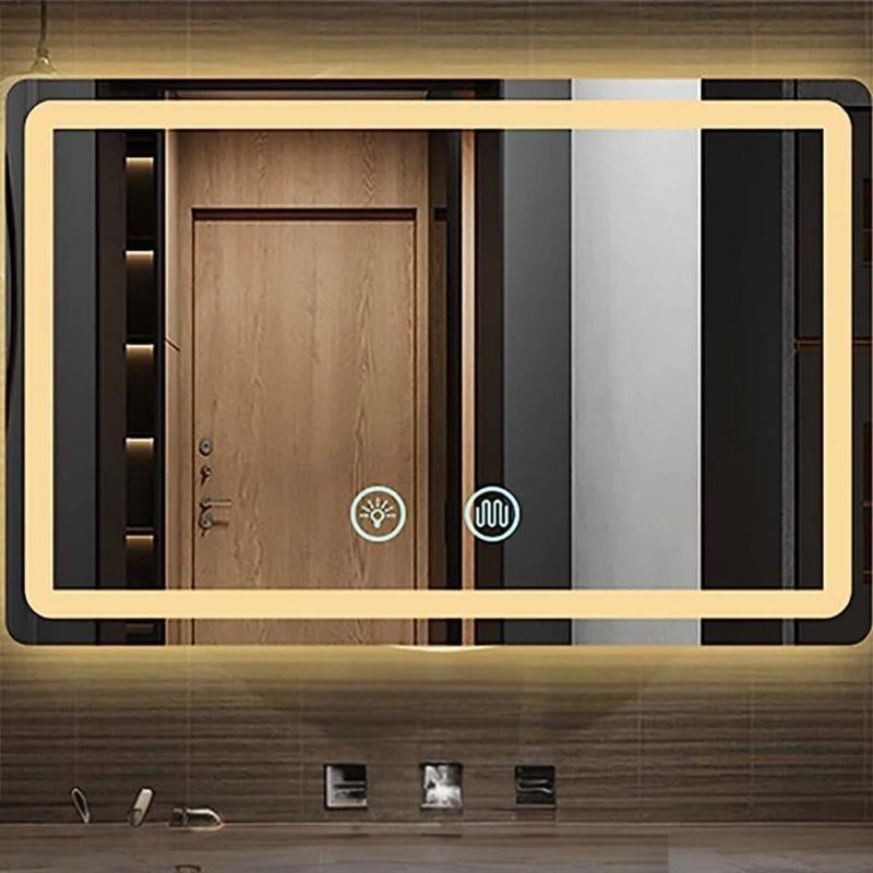 LED Dikdörtgen Banyo Aynası, Ön ve Arka Aydınlatmalı Makyaj Aynası, Ev Dekorasyonu, Kısılabilir Dokunmatik Düğme ve Buğu Önleyici (İsteğe Bağlı/İsteğe Bağlı) Fonksiyonlu Makyaj Aynası, Duvara Monte Akıllı Tıraş Aynası, Çoklu Işık Seçeneği