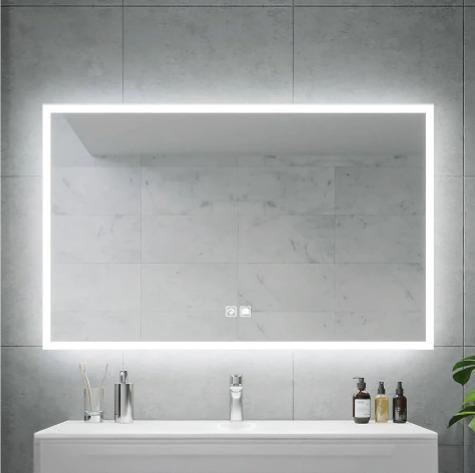 LED Dikdörtgen Banyo Aynası, Ön ve Arka Aydınlatmalı Makyaj Aynası, Ev Dekorasyonu, Kısılabilir Dokunmatik Düğme ve Buğu Önleyici (İsteğe Bağlı/İsteğe Bağlı) Fonksiyonlu Makyaj Aynası, Duvara Monte Akıllı Tıraş Aynası, Çoklu Işık Seçeneği