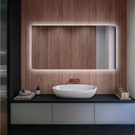 LED Dikdörtgen Banyo Aynası, Ön ve Arka Aydınlatmalı Makyaj Aynası, Ev Dekorasyonu, Kısılabilir Dokunmatik Düğme ve Buğu Önleyici (İsteğe Bağlı/İsteğe Bağlı) Fonksiyonlu Makyaj Aynası, Duvara Monte Akıllı Tıraş Aynası, Çoklu Işık Seçeneği