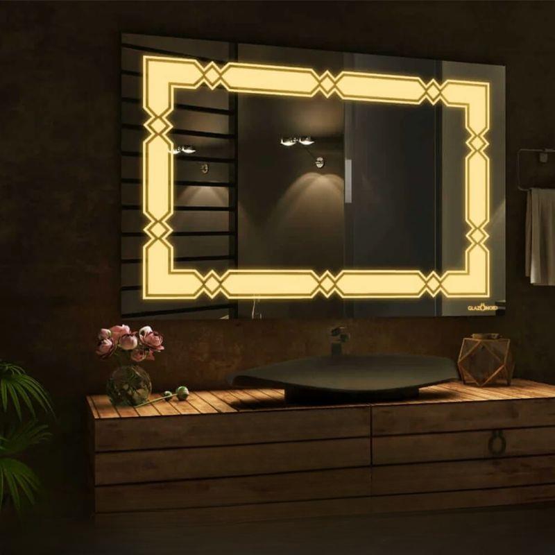 LED Dikdörtgen Banyo Aynası, Ön ve Arka Aydınlatmalı Makyaj Aynası, Ev Dekorasyonu, Kısılabilir Dokunmatik Düğme ve Buğu Önleyici (İsteğe Bağlı/İsteğe Bağlı) Fonksiyonlu Makyaj Aynası, Duvara Monte Akıllı Tıraş Aynası, Çoklu Işık Seçeneği