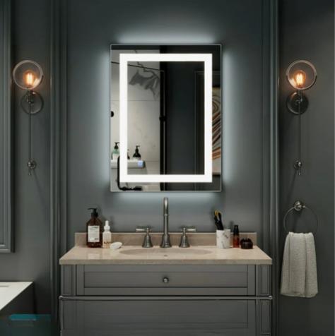 LED Dikdörtgen Banyo Aynası, Ön ve Arka Aydınlatmalı Makyaj Aynası, Ev Dekorasyonu, Kısılabilir Dokunmatik Düğme ve Buğu Önleyici (İsteğe Bağlı/İsteğe Bağlı) Fonksiyonlu Makyaj Aynası, Duvara Monte Akıllı Tıraş Aynası, Çoklu Işık Seçeneği