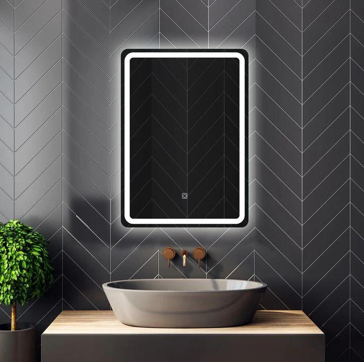 LED Dikdörtgen Banyo Aynası, Ön ve Arka Aydınlatmalı Makyaj Aynası, Kısılabilir Dokunmatik Düğme ve Buğu Önleyici (İsteğe Bağlı/Talep Üzerine) Fonksiyonlu, Duvara Monte Edilebilir Akıllı Tıraş Aynası, Çoklu Işık Seçeneği