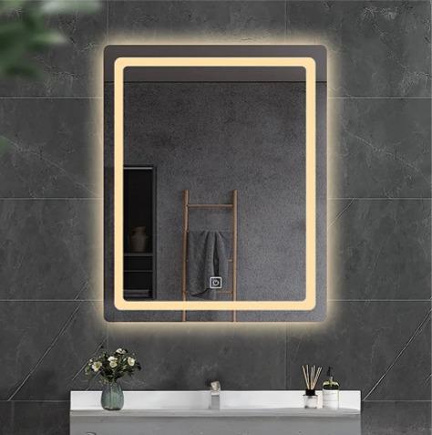 LED Dikdörtgen Banyo Aynası, Ön ve Arka Aydınlatmalı Makyaj Aynası, Ev Dekorasyonu, Kısılabilir Dokunmatik Düğme ve Buğu Önleyici (İsteğe Bağlı/İsteğe Bağlı) Fonksiyonlu Makyaj Aynası, Duvara Monte Akıllı Tıraş Aynası, Çoklu Işık Seçeneği