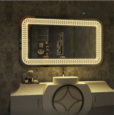 LED Dikdörtgen Banyo Aynası, Ön ve Arka Aydınlatmalı Makyaj Aynası, Ev Dekorasyonu, Kısılabilir Dokunmatik Düğme ve Buğu Önleyici (İsteğe Bağlı/İsteğe Bağlı) Fonksiyonlu Makyaj Aynası, Duvara Monte Akıllı Tıraş Aynası, Çoklu Işık Seçeneği