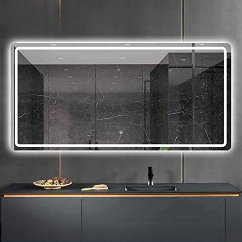 LED Dikdörtgen Banyo Aynası, Ön ve Arka Aydınlatmalı Makyaj Aynası, Ev Dekorasyonu, Kısılabilir Dokunmatik Düğme ve Buğu Önleyici (İsteğe Bağlı/İsteğe Bağlı) Fonksiyonlu Makyaj Aynası, Duvara Monte Akıllı Tıraş Aynası, Çoklu Işık Seçeneği