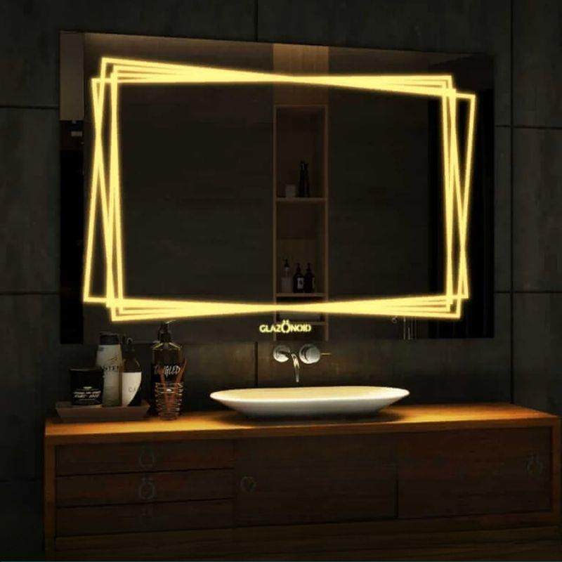 LED Dikdörtgen Banyo Aynası, Ön ve Arka Aydınlatmalı Makyaj Aynası, Ev Dekorasyonu, Kısılabilir Dokunmatik Düğme ve Buğu Önleyici (İsteğe Bağlı/İsteğe Bağlı) Fonksiyonlu Makyaj Aynası, Duvara Monte Akıllı Tıraş Aynası, Çoklu Işık Seçeneği