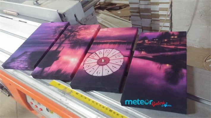 Manzaralı Gün Batımı 4 Parça Kanvas Tablo