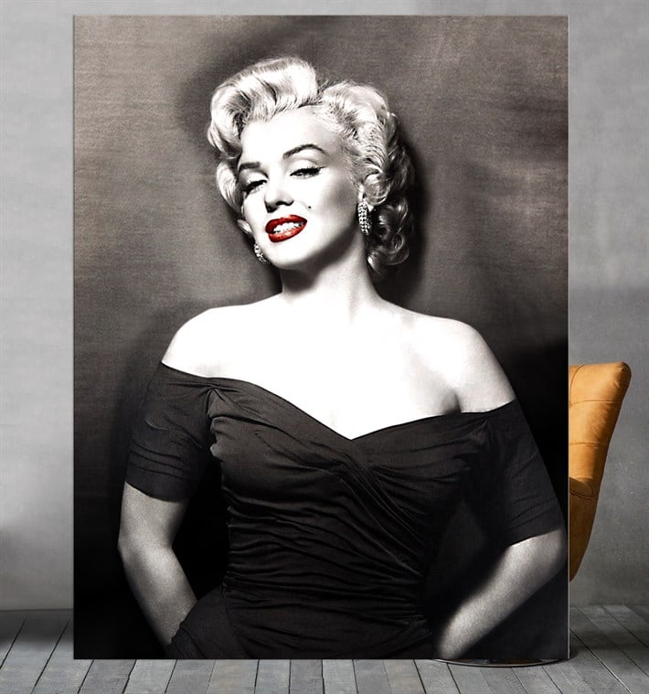 Marilyn Monroe Vintage Siyah Beyaz Kanvas Tablo