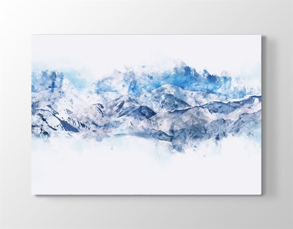 Mavi Bulutlu Dağ Resimli Kanvas Tablo
