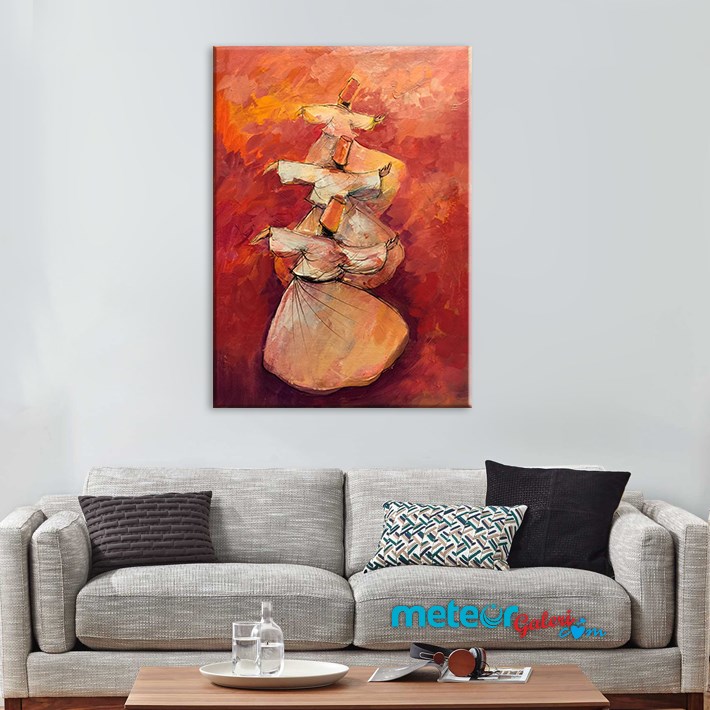 Mevlevi 3 Sufi Semazen Kanvas Tablo