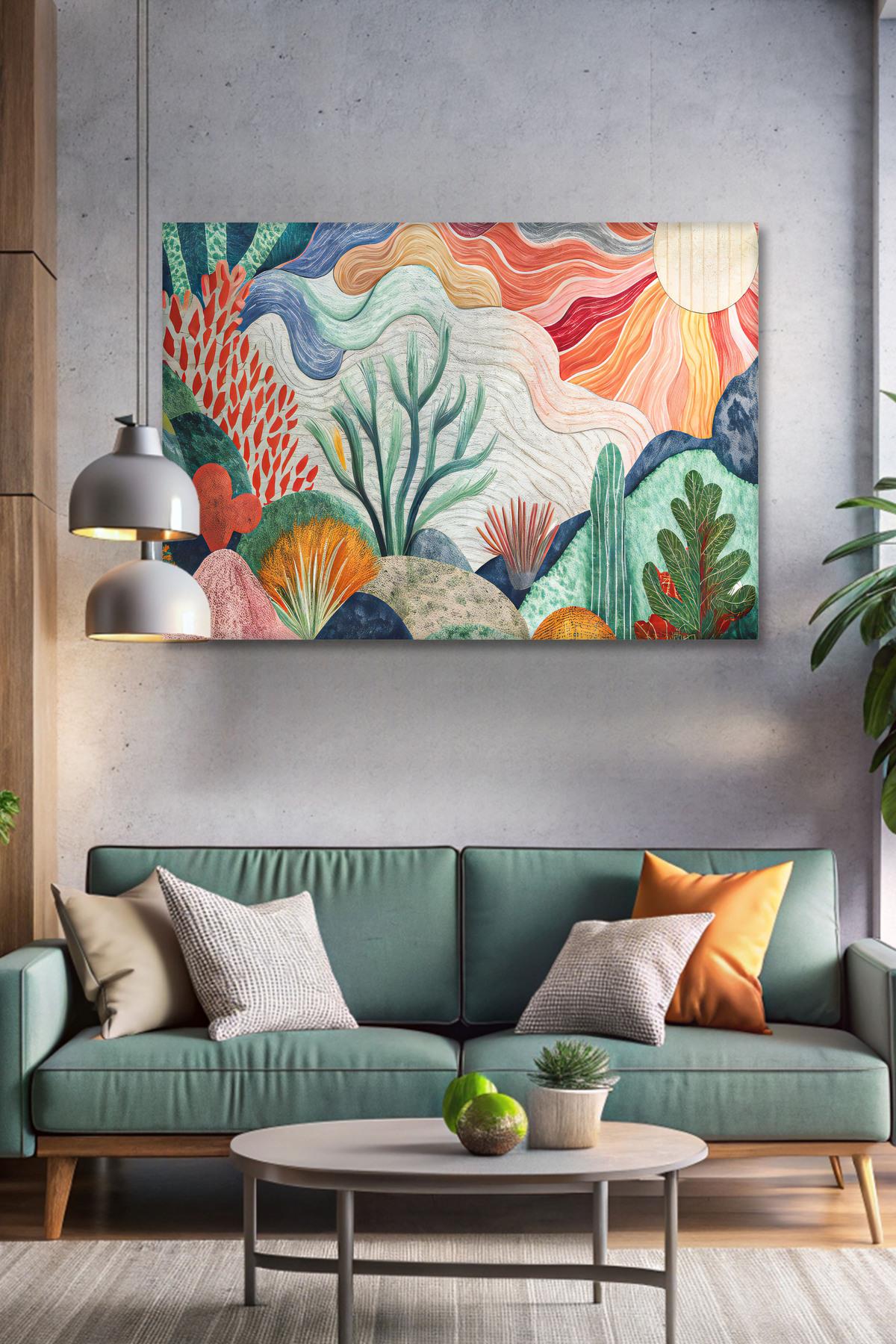 Modern Soyut Sanat Renkli Kanvas Tablo - Duvar Tablosu - Canvas Tablo - Duvar Dekoru
