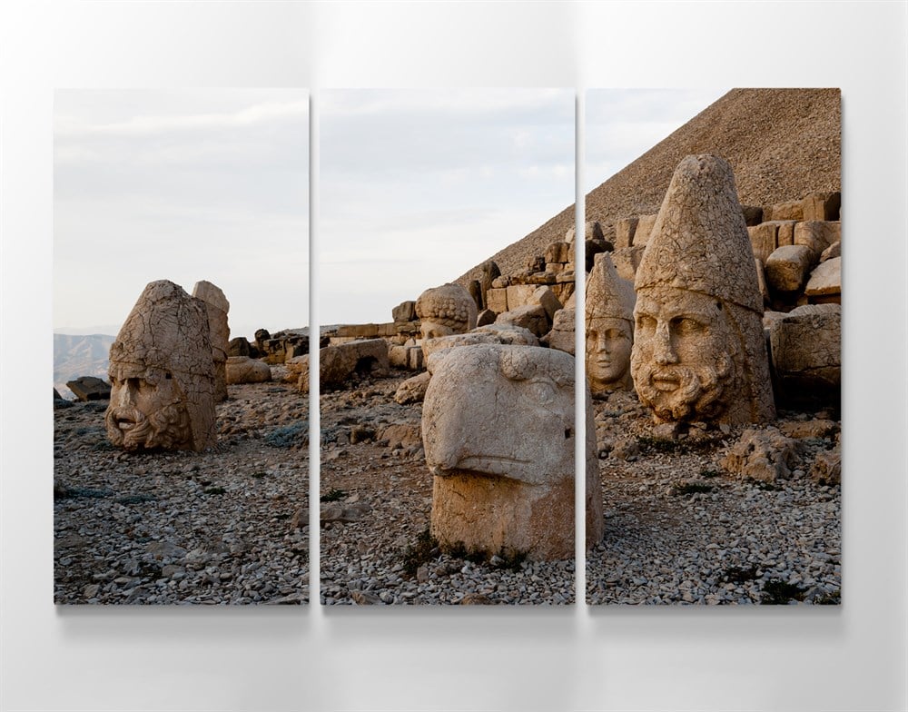 Nemrut Dağı Heykelleri 3 Parçalı Kanvas Tablo