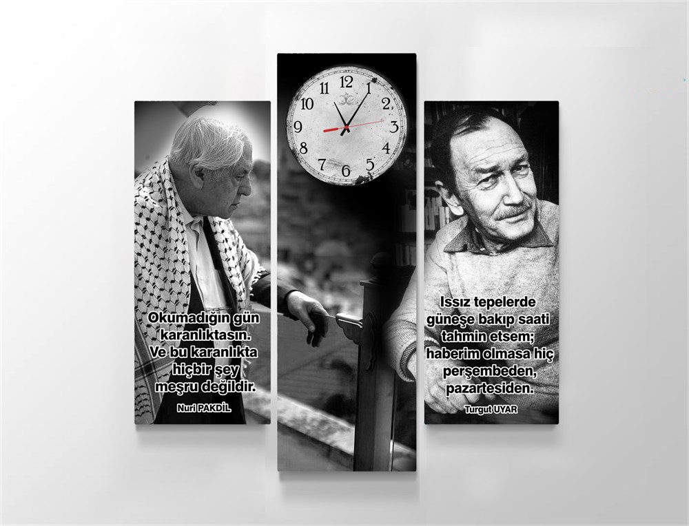 Nuri Pakdil ve Turgut Uyar Resimli 3 Parça Kanvas Tablo