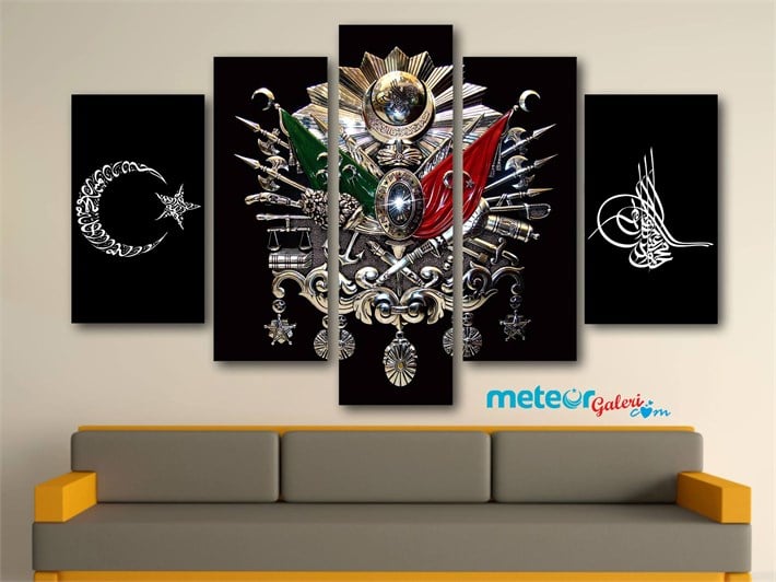 Osmanlı Tuğralı Ayyıldızlı Kanvas Tablo