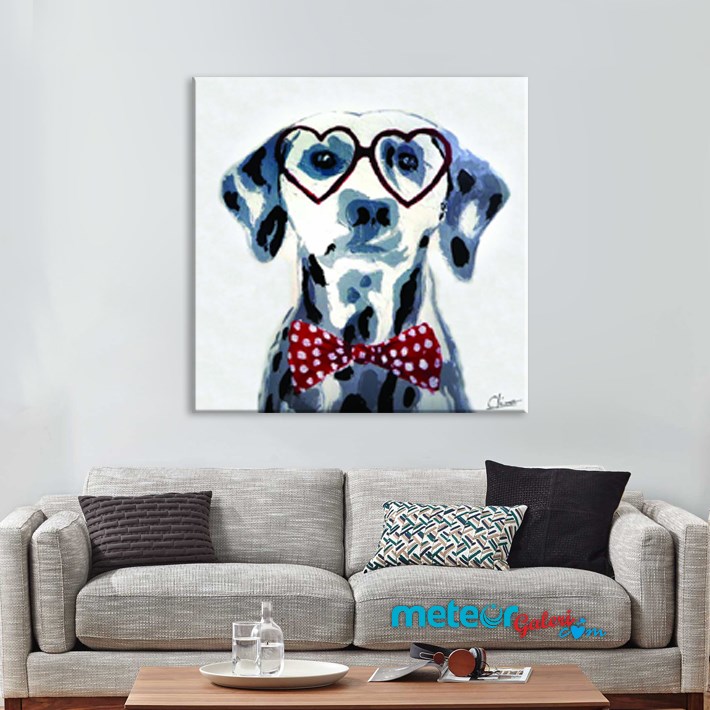 Papyonlu Tatlı Köpek Kanvas Tablo