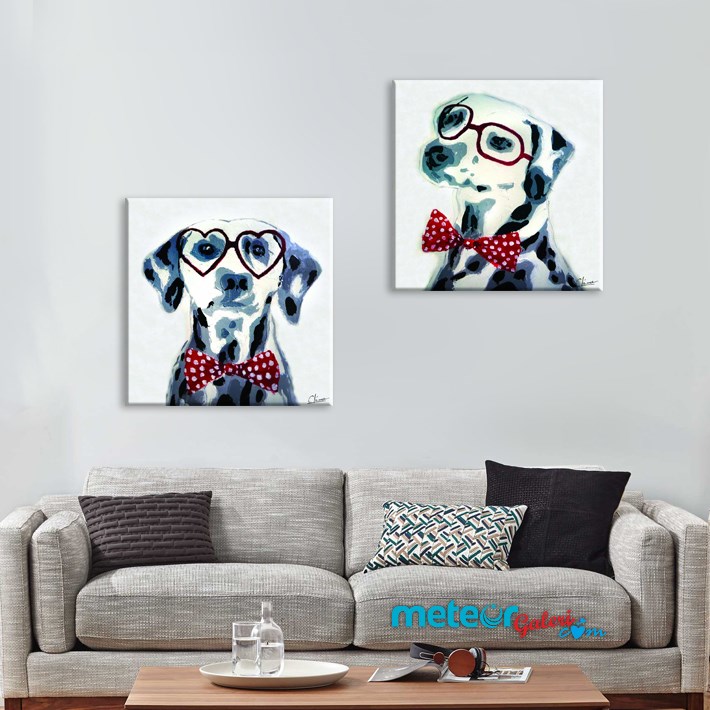 Papyonlu Tatlı Köpek Tek Parça Kanvas Tablo