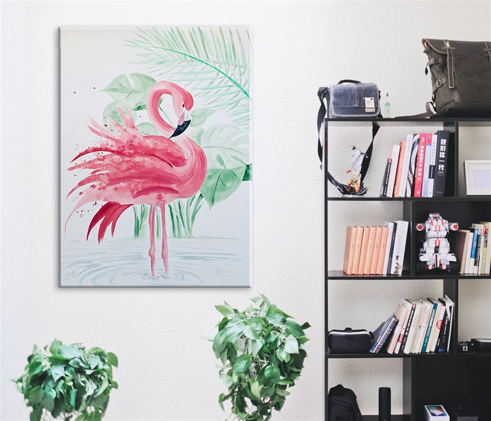 Pembe Flamingo Dekoratif Kanvas Tablo