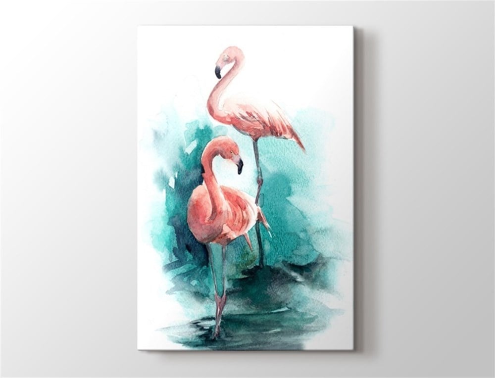 Pembe Flamingolar Kanvas Tablo 