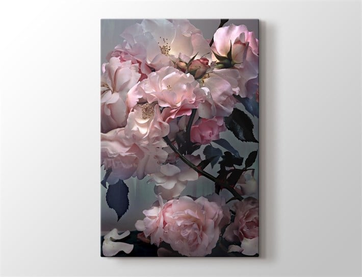 Pembe Natural Çiçekli Kanvas Tablo