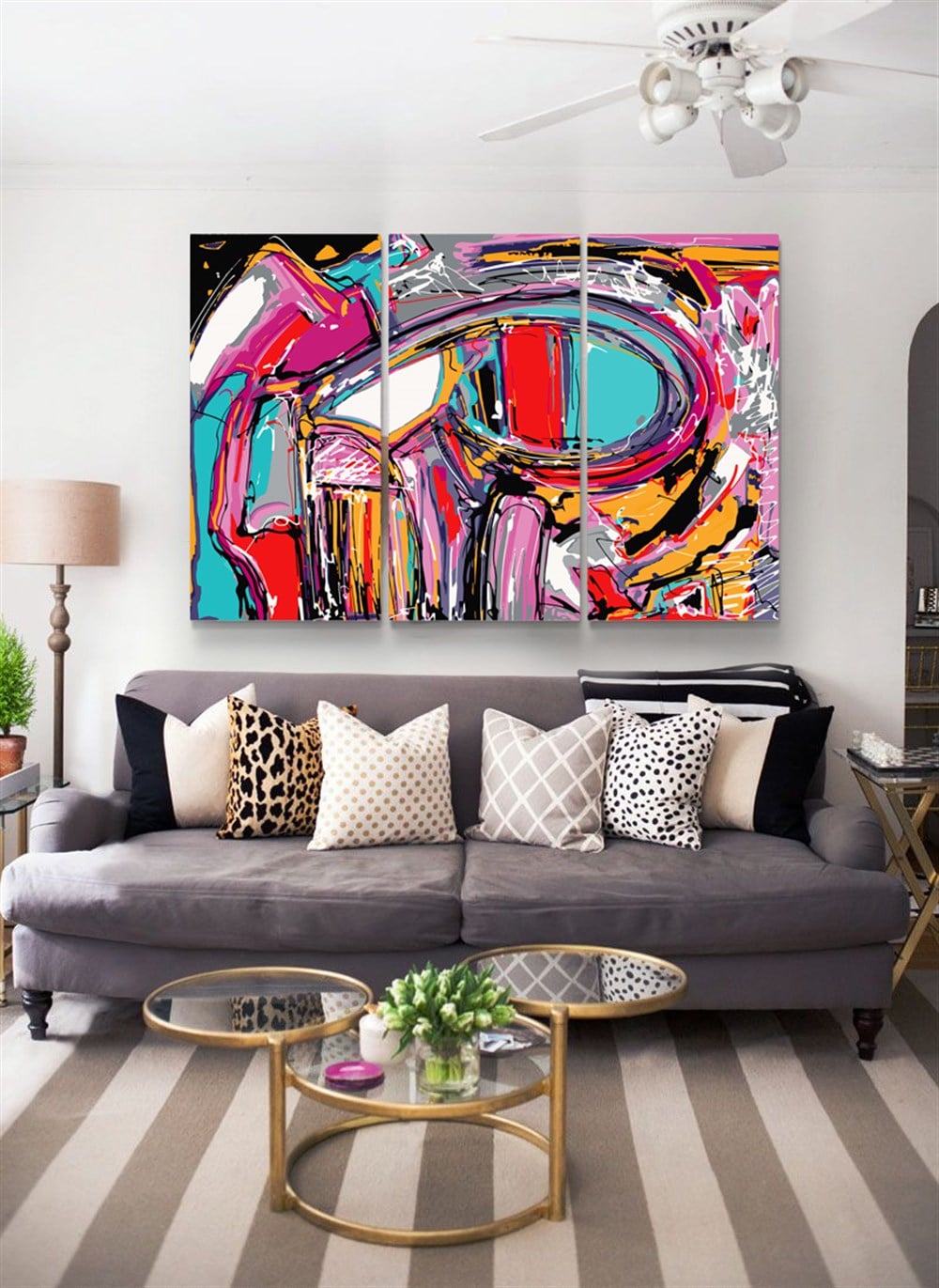 Rengarenk Soyut Sanatsal Abstract Kanvas Tablo