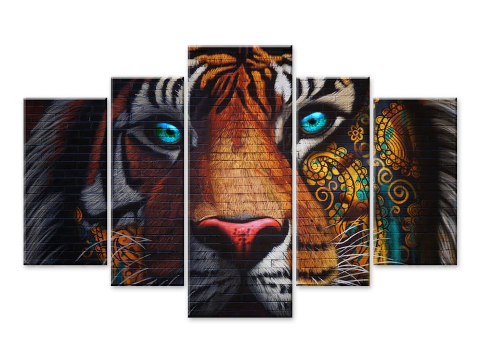 Renkli Gözlü Kaplanlı Kanvas Tablo