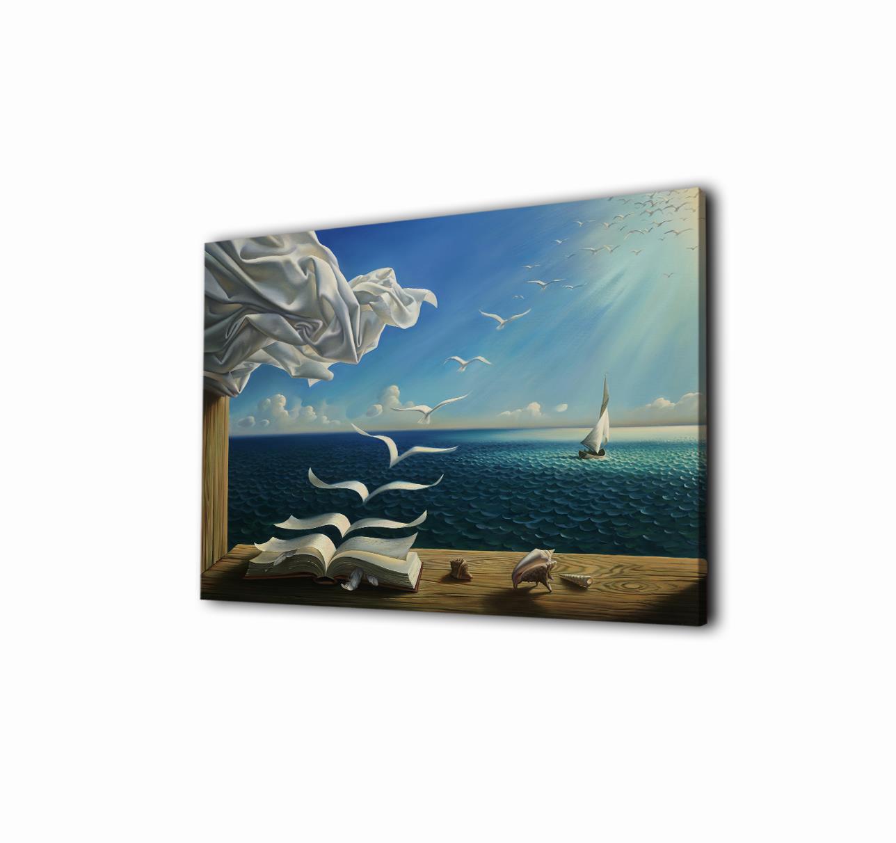 Salvador Dali Dalga ve Kitap Görselli Tablo