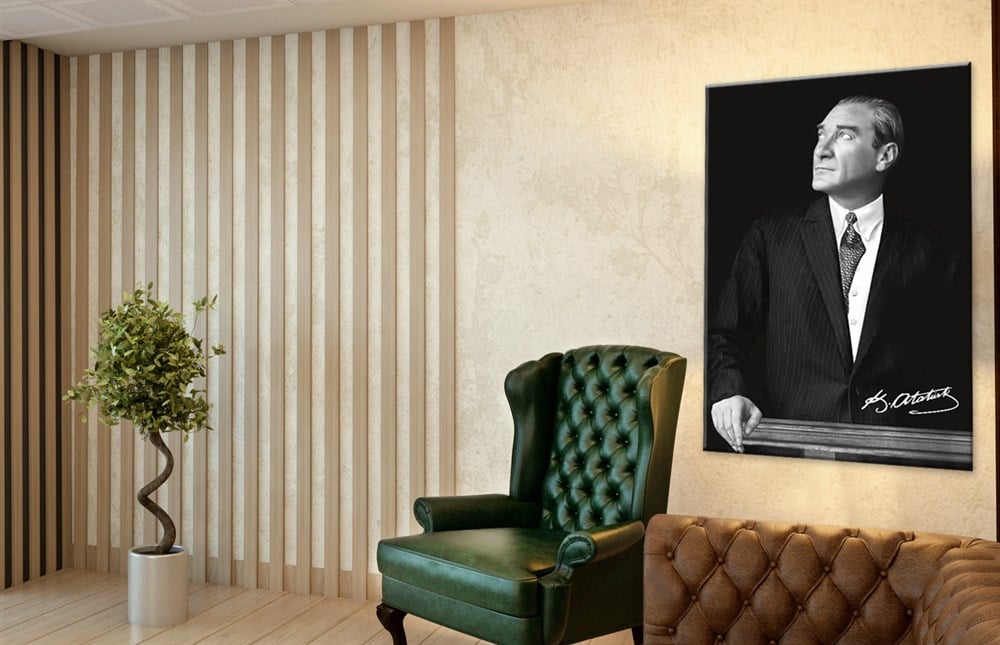 Siyah Beyaz Atatürk Tablosu 