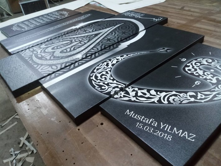 Siyah Beyaz Ayetel Kürsü Dini Kanvas Tablo
