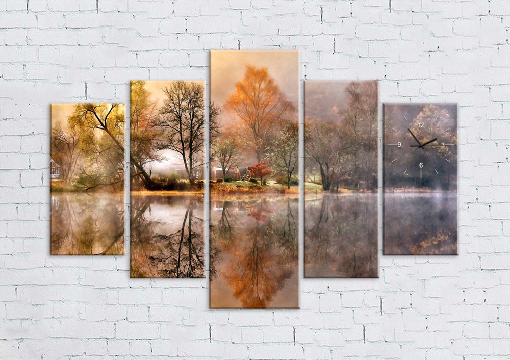 Sonbahar Manzaralı 5 Parça Kanvas Tablo