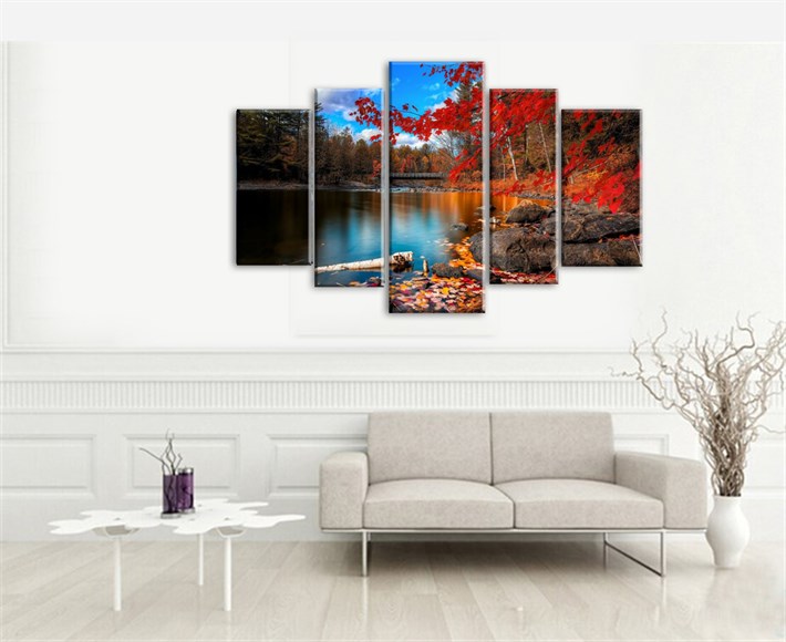 Sonbahar Manzaralı Kanvas Tablo 