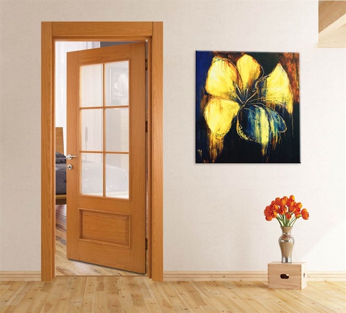 Soyut Sarı Çiçekli Tek Parça Kanvas Tablo