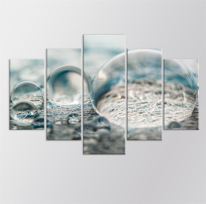 Su Damlacıklı 5 Parça Kanvas Tablo
