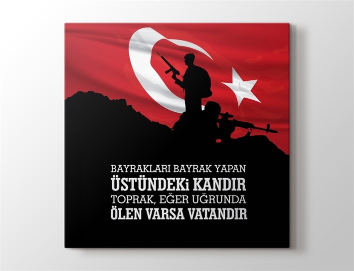 Türk Bayrağı ve Askerlerimiz Kanvas Tablo