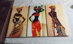 3 lü Afrikalı Kadın Kanvas Tablo