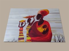 Afrikalı Kadın ve Bebek Resimli Kanvas Tablo