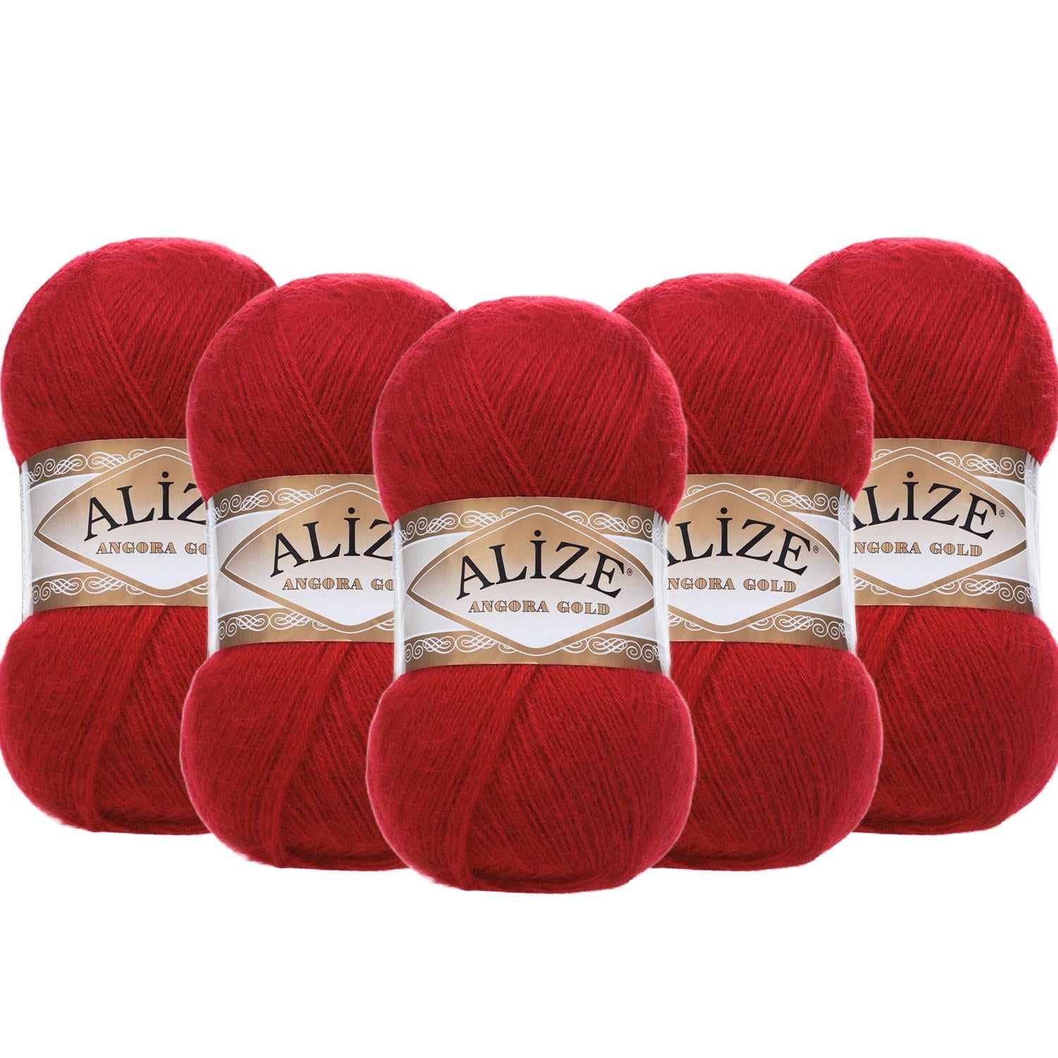 Alize Angora Gold El Örgü İpliği - 106 Kırmızı   5 Adet
