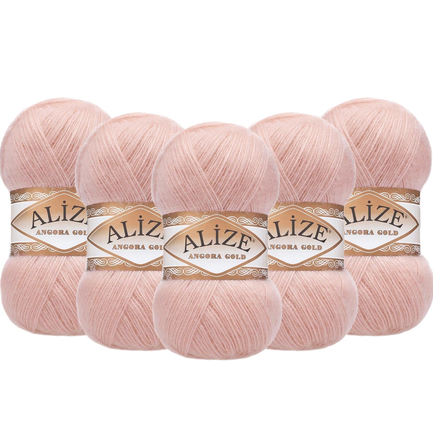Alize Angora Gold El Örgü İpliği - 161 Pudra Pembe   5 Adet