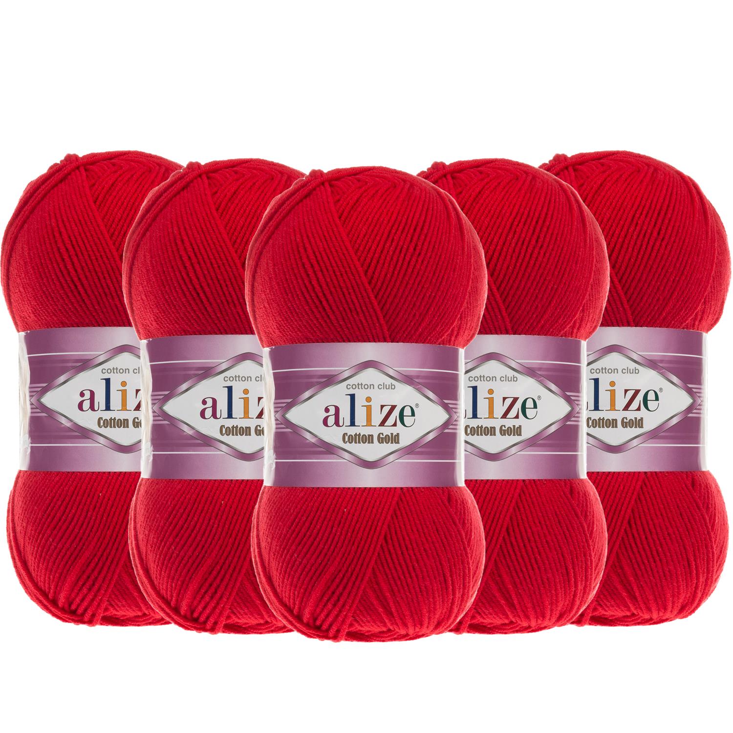 Alize Cotton Gold El Örgü İpliği - 56 Kırmızı   5 Adet