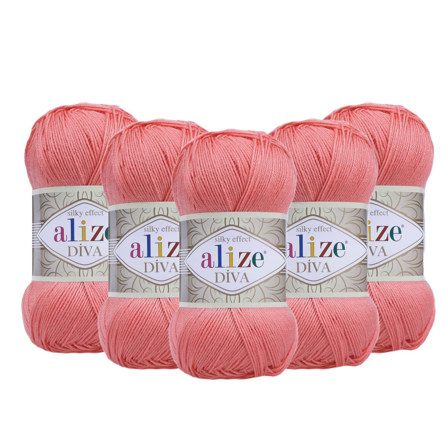 Alize Diva El Örgü İpliği - 619 Mercan   5 Adet