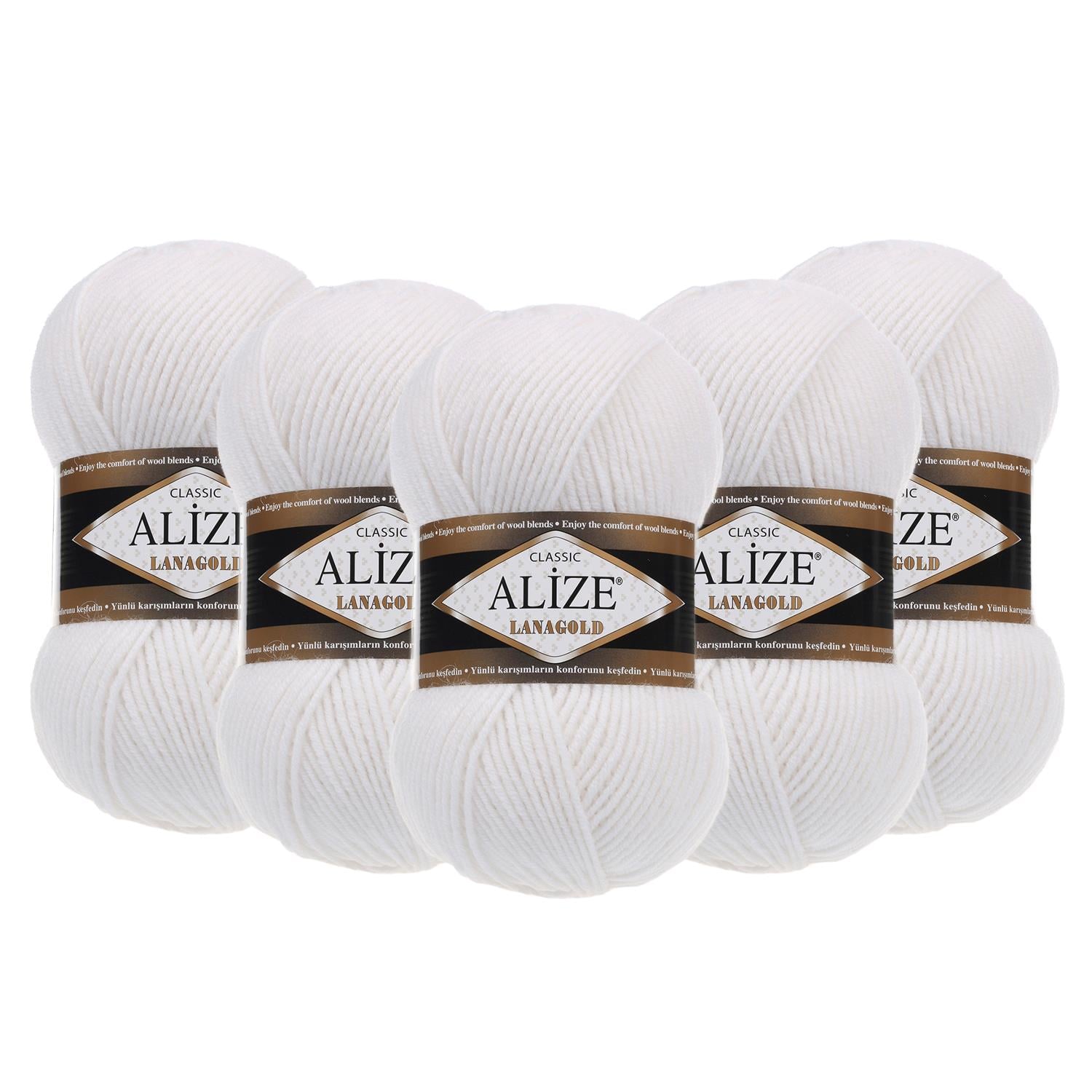 Alize Lanagold El Örgü İpliği - 55 Beyaz   5 Adet