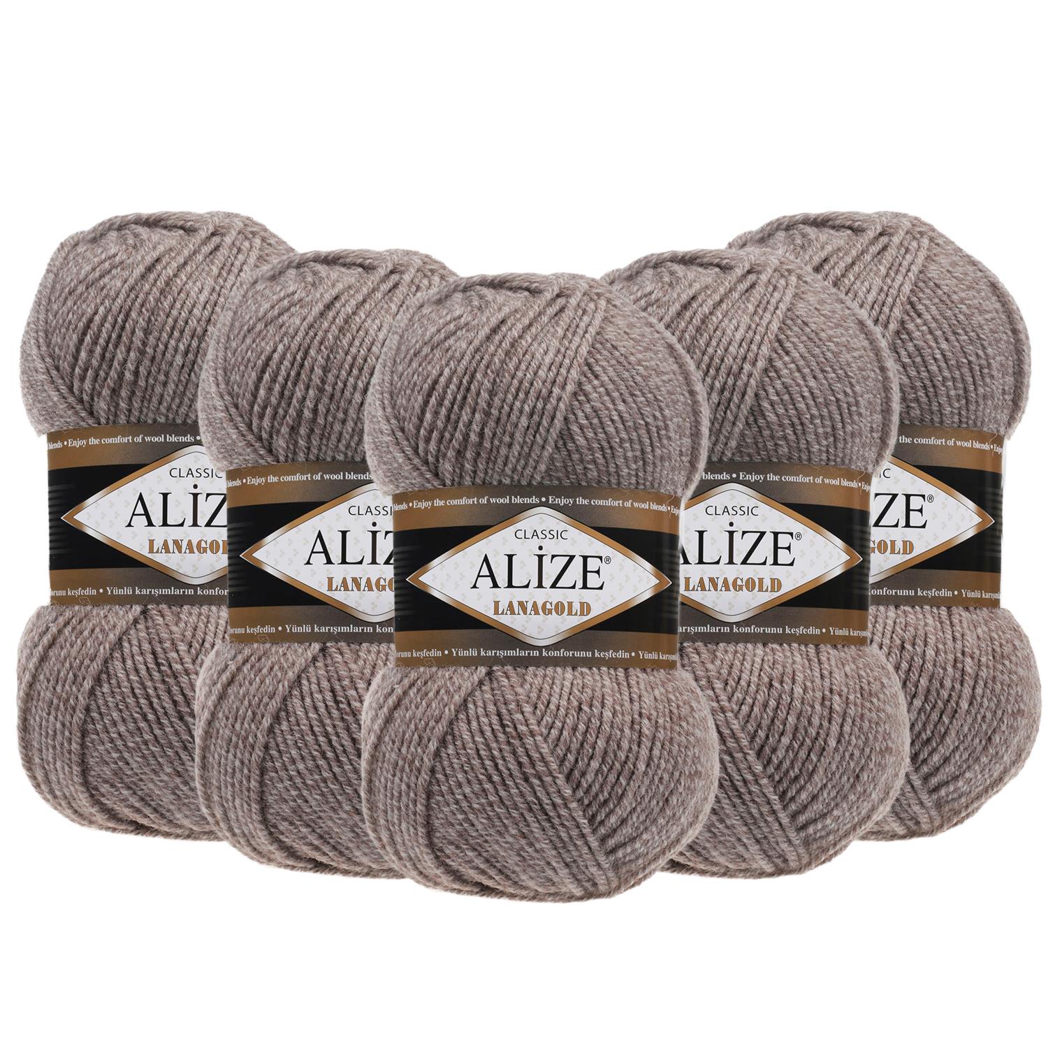 Alize Lanagold El Örgü İpliği - 650 Kırçıllı Kahve   5 Adet
