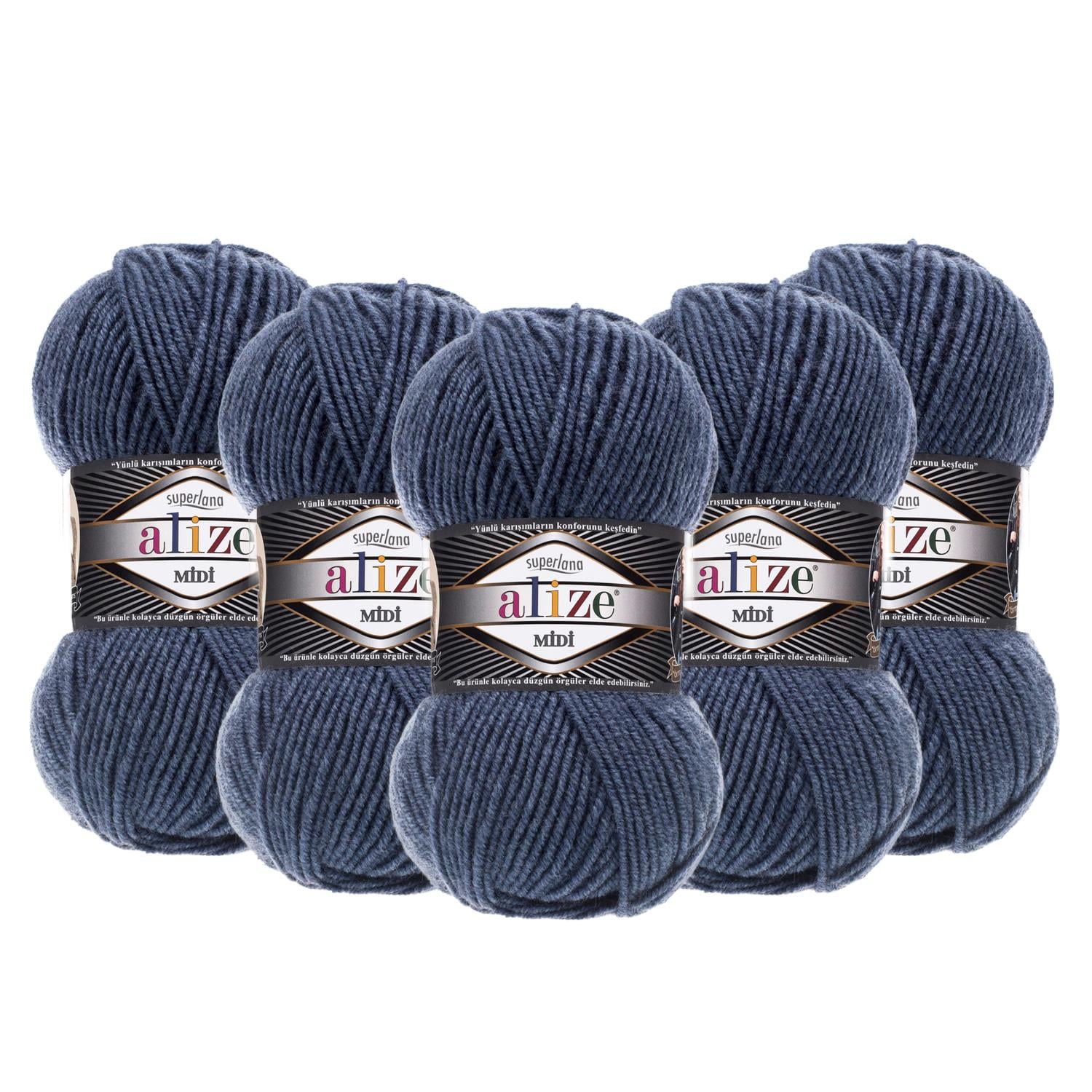 Alize Superlana Midi El Örgü İpliği - 203 Denim Melanj   5 Adet