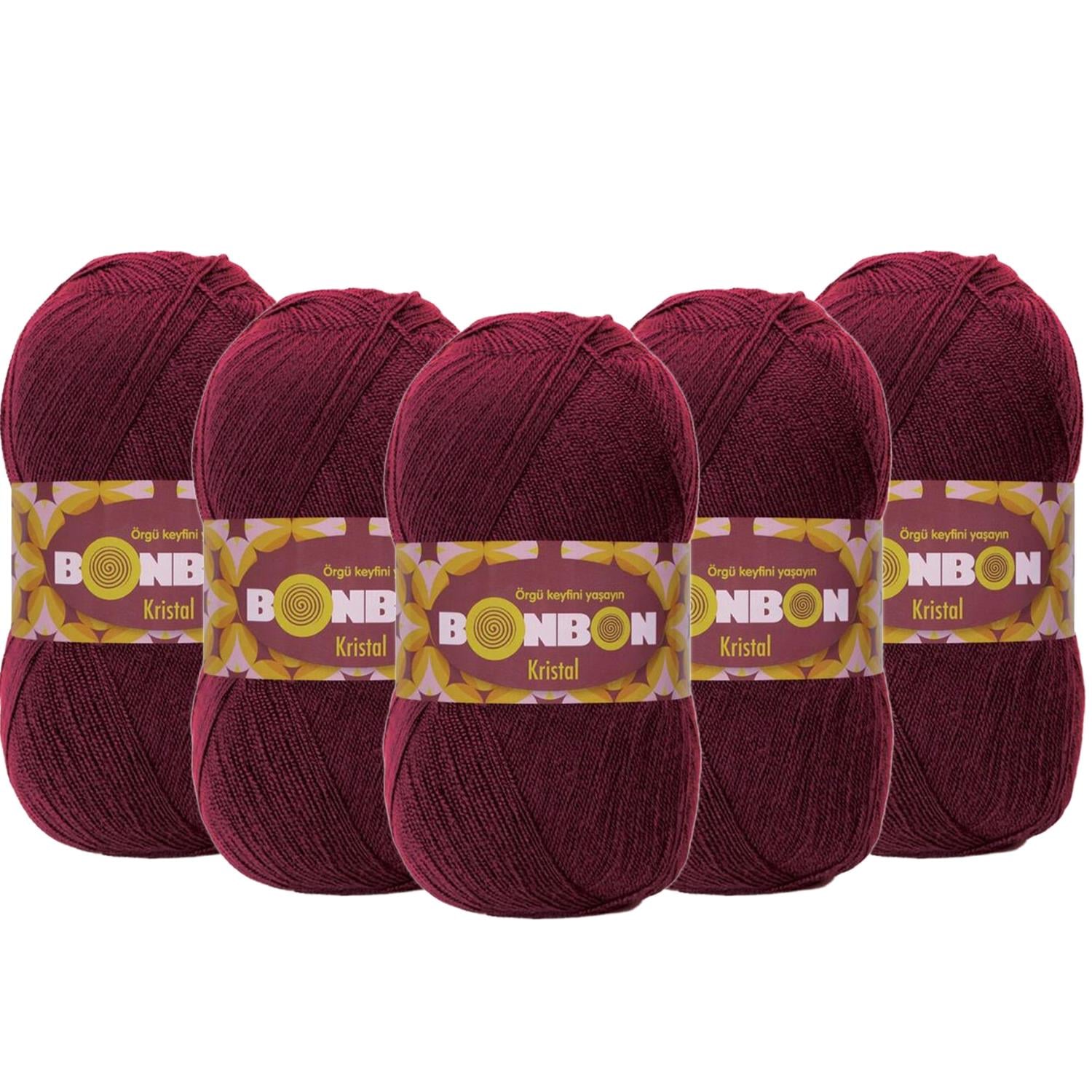 Bonbon Kristal El Örgü İpliği - 98220 Bordo   5 Adet