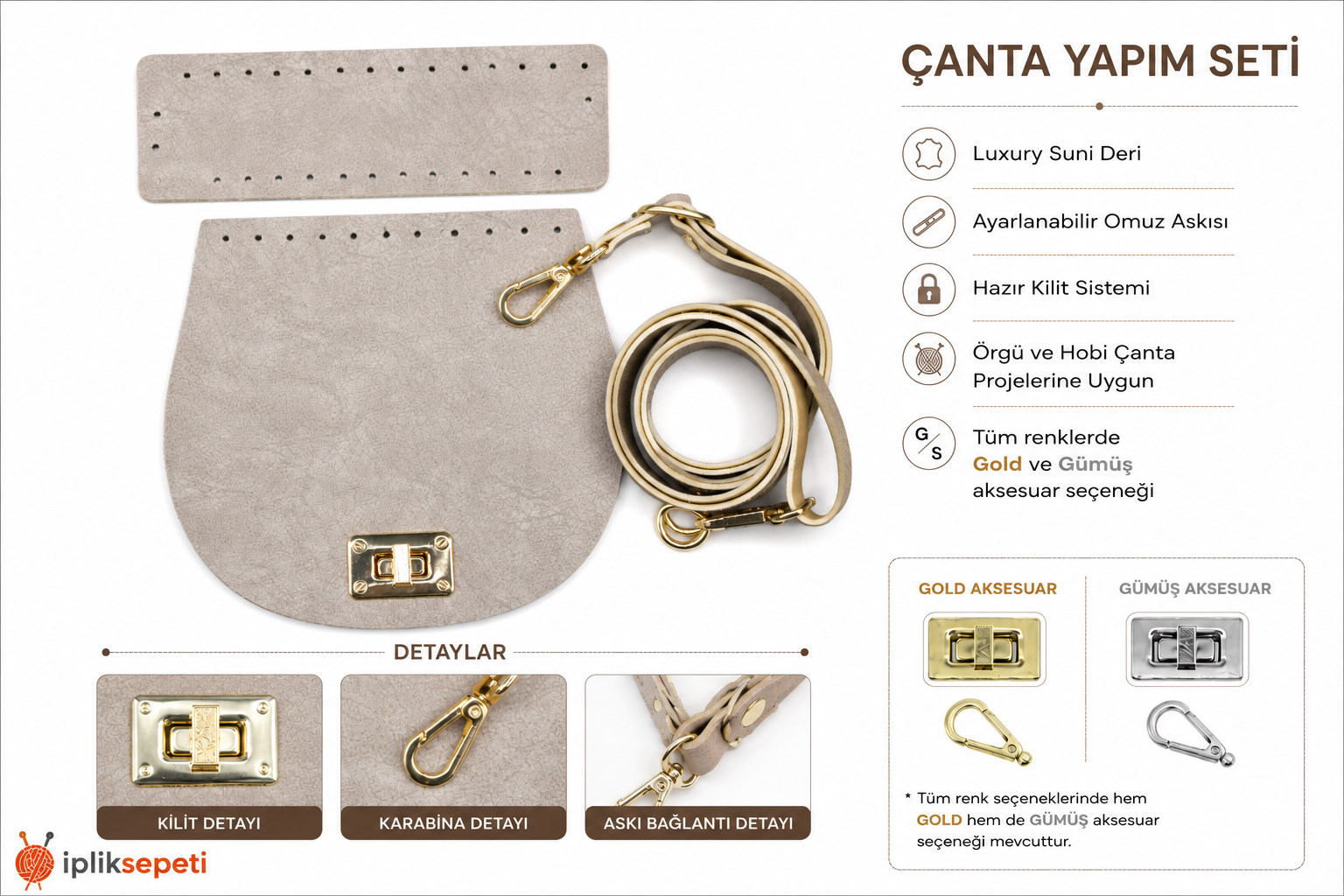 Minibag Çanta Seti Luxury Suni Deri Bej  - 1 ADET