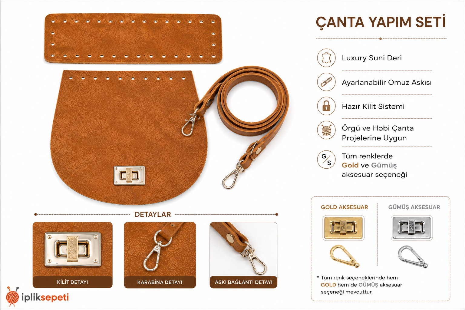 Minibag Çanta Seti Luxury Suni Deri Taba  - 1 ADET