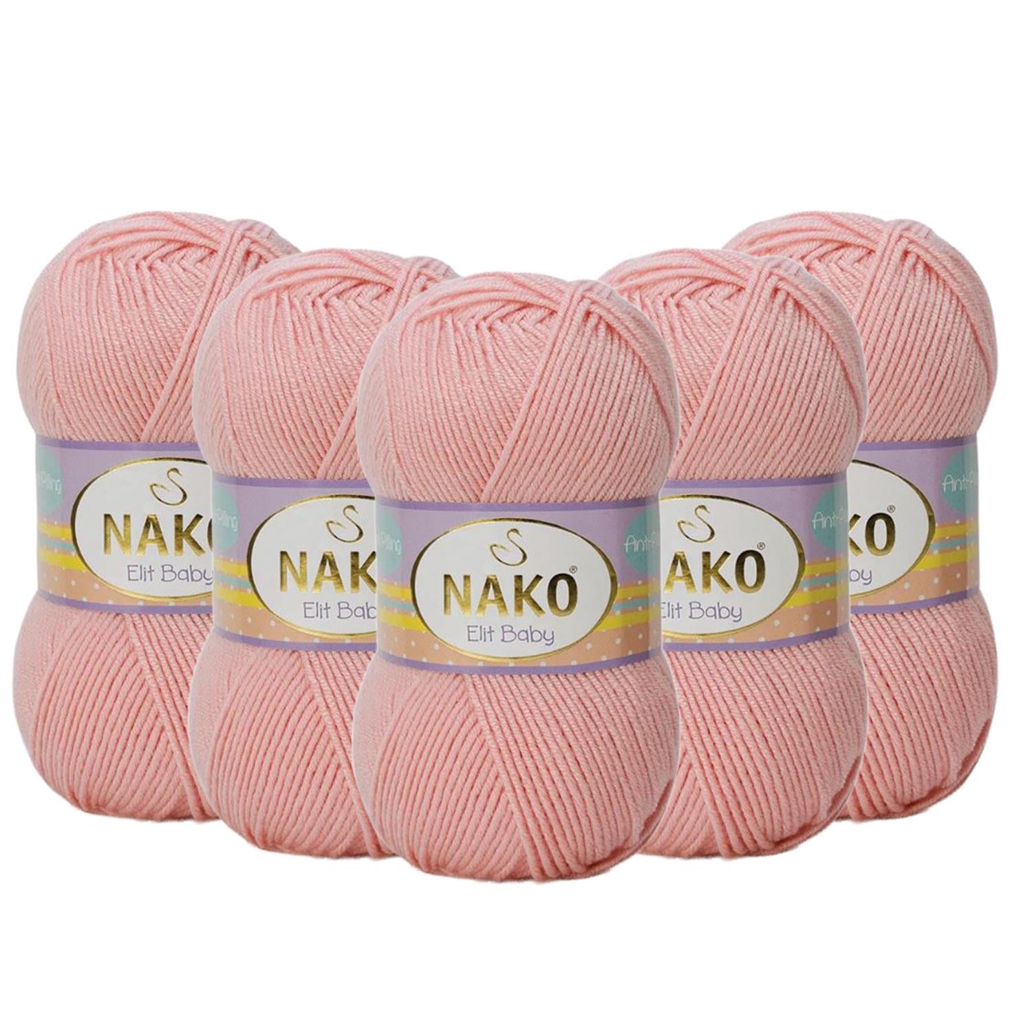 Nako Elit Baby Anti Pilling El Örgü İpliği - 6165 Pembe   5 Adet