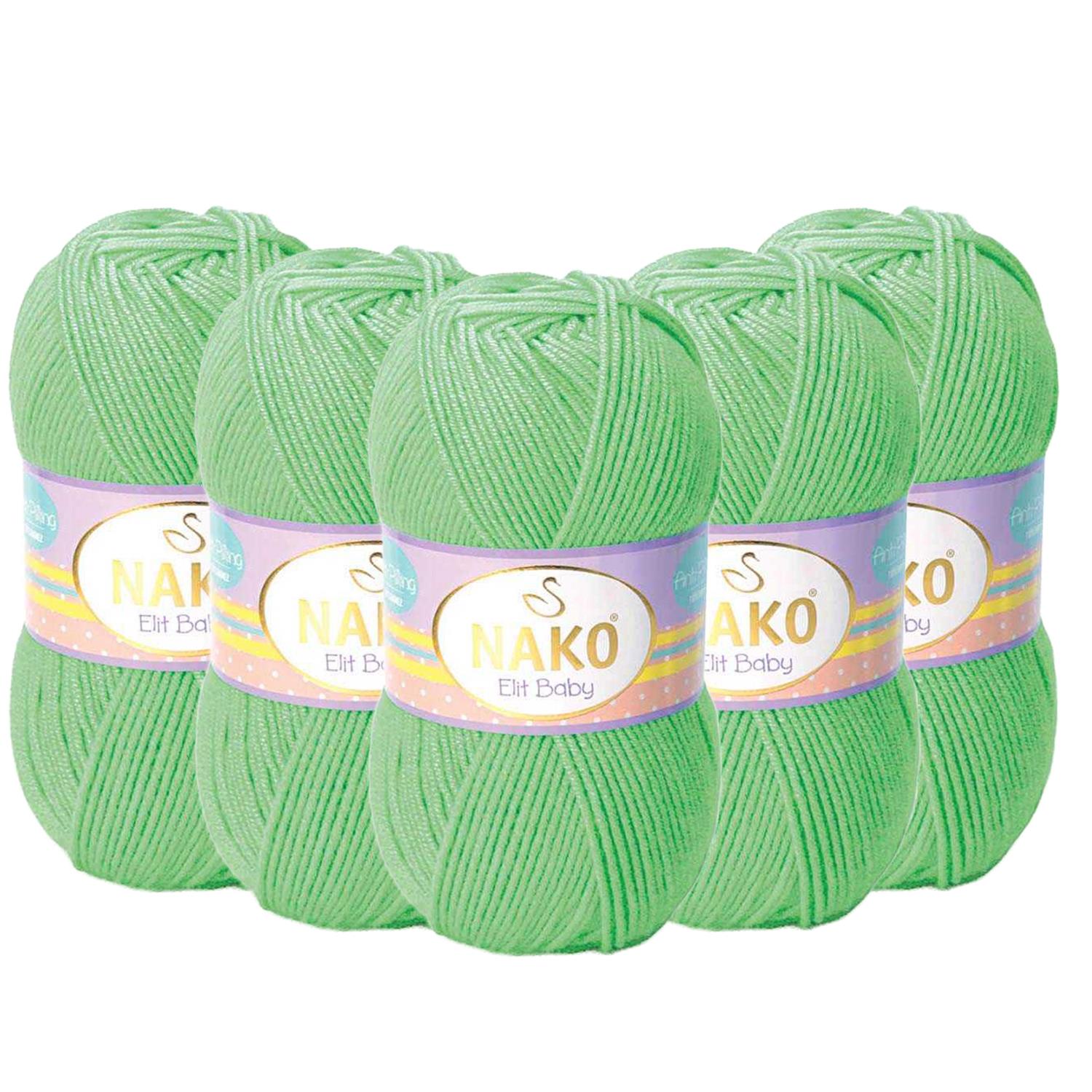 Nako Elit Baby Anti Pilling El Örgü İpliği - 5956 Yeşil   5 Adet