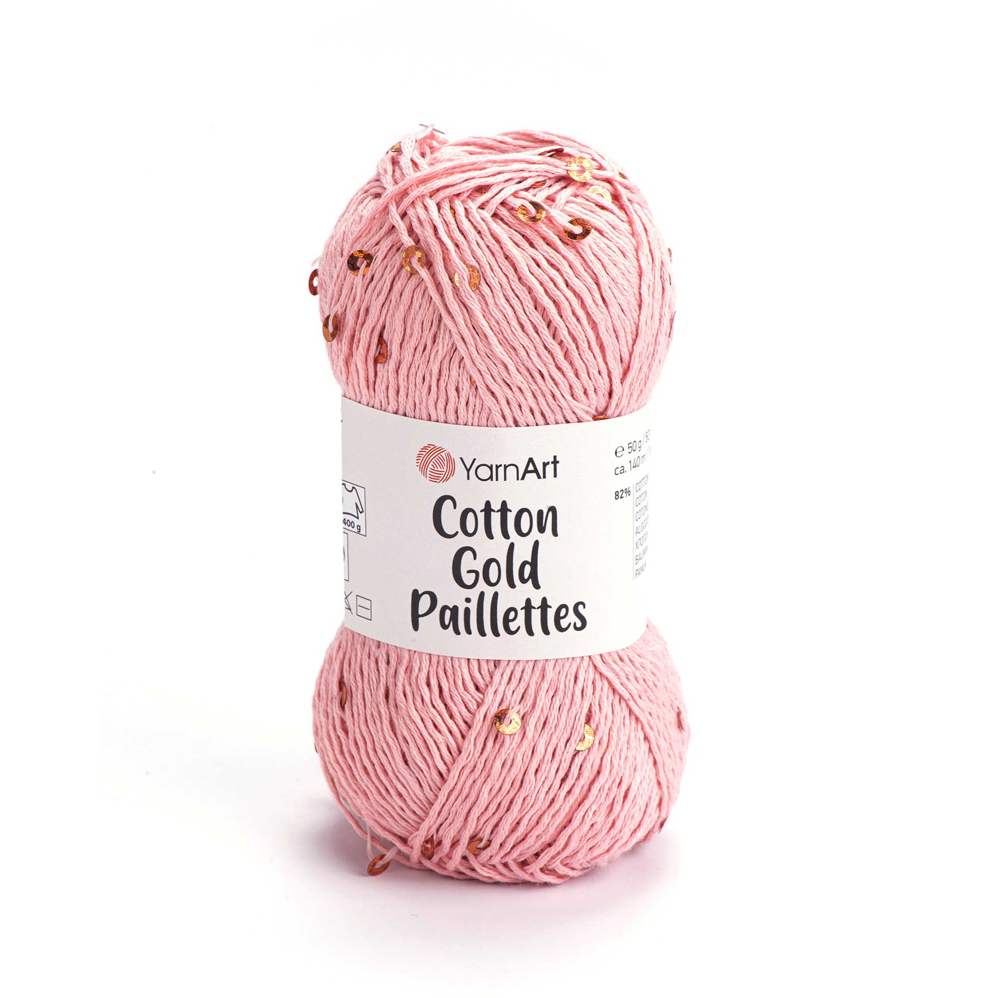YarnArt Cotton Gold Paillettes El Örgü İpliği 50gr 7108 Pembe - 1 ADET