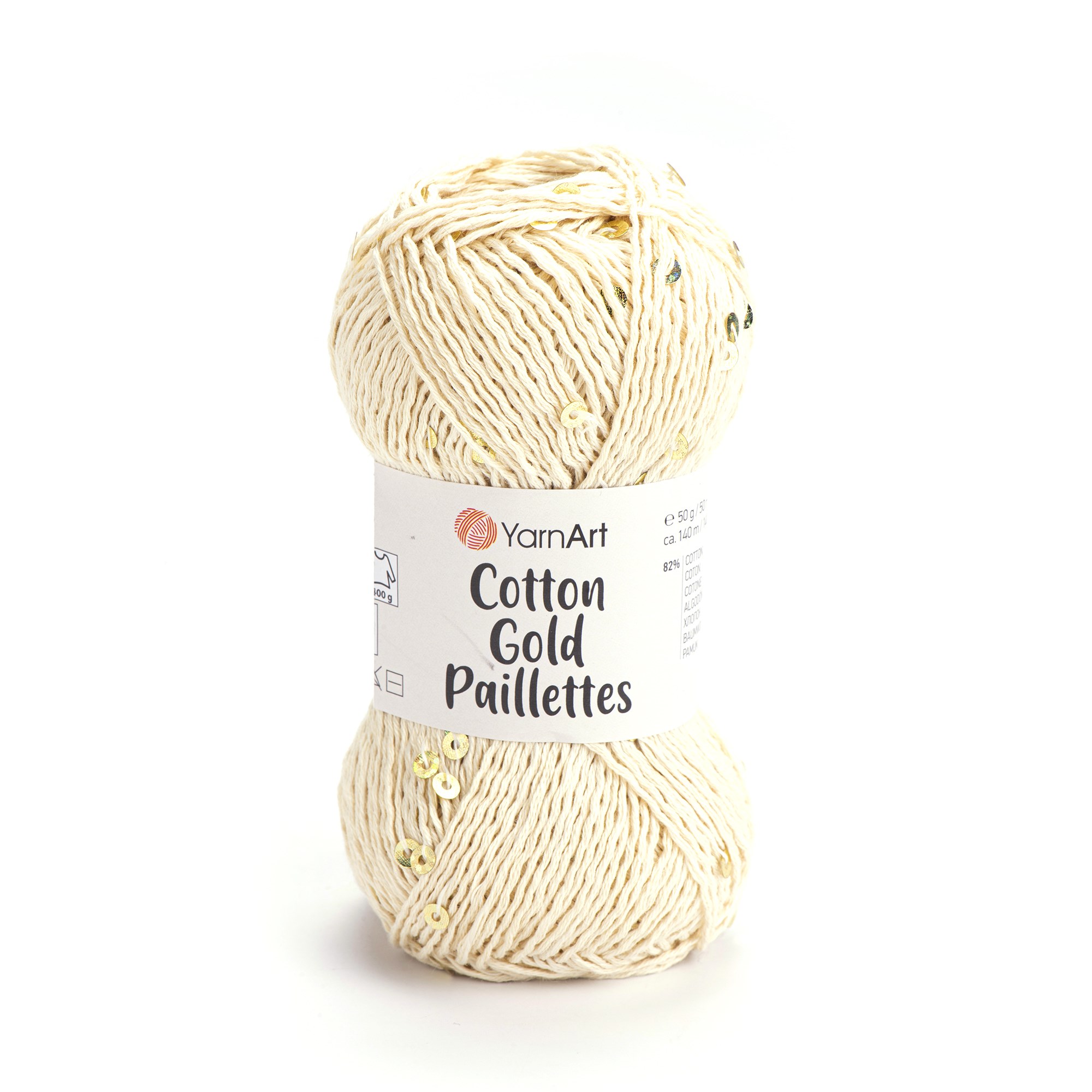 YarnArt Cotton Gold Paillettes El Örgü İpliği 50gr 7103 Krem - 1 ADET